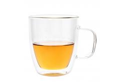 China High Borosilicate Double Wall Glass Tumbler , Transparent Tea Cup With Bamboo Lid supplier