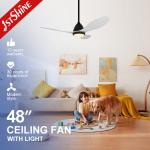 Noiseless 110V 240V Dimmable LED Ceiling Fan With 3 Colors Change Light for sale