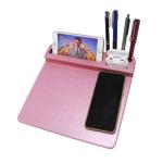 Smart Pink Fashion Wireless Charging Mouse Pad Custom Logo Pu Leather Multifunction for sale