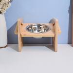Stainless Steel Bamboo Raised Dog Bowl For Single Stand for sale