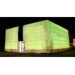 outdoor double layer inflatable cube tent with different color at night for sale