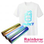 Custom Rainbow Heat Transfer Vinyl iridescent chameleon htv T-shirt iron on digital transfer films for sale