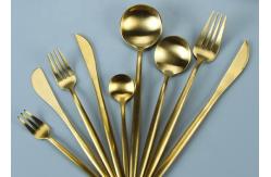 China Fadeless Luxury Matte Gold SS304 Fork Knife Spoon Set supplier