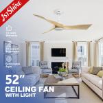 230V LED Ceiling Fan Lighting Remote Control and Fancy Wooden Blades for Home Office for sale