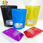 Glossy Aluminum Foil Pouch Packaging Stand Up Mylar Smell Proof Heat Seal With Window for sale