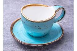 China 90ml 250ml Multicolour Rustic Stoneware Coffee Mugs Saucer Set supplier