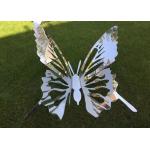Fairy Garden Ornaments Sculptures Modern Art Stainless Steel Flying Butterfly for sale
