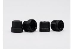 China CRC Essential Oil Plastic Screw Caps Plastic Black With Insert 18mm Tamper Evident supplier
