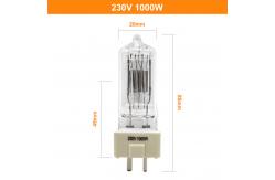 China 230V 1000w Quartz Halogen Light GY9 5 Marine Searchlight Bulbs 85mm supplier