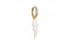 China CZ Lightning Bolt Hoop Earrings OEM Classic Gold Plated Enamel Earring supplier