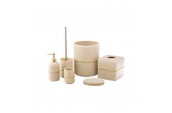 China Gold Stripe Style Resin Soap Foam Dispenser Toothbrush Holder Bathroom Accessories supplier