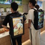 21.5 Inch 2nd gen Walking Backpack Screen LCD Displays Digital Signage Menu Advertising Player With Rechargeable Battery for sale