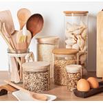 High Borosilicate Glass Spice Storage Containers with Bamboo Lids