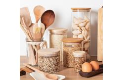 China High Borosilicate Glass Spice Storage Containers with Bamboo Lids supplier