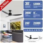 Small And Low Profile Black Modern Ceiling Fan DC Motor ABS Blade