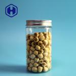 Round Straight 70mm Snacks Transparent Plastic Jar With Aluminum Cover 490ml