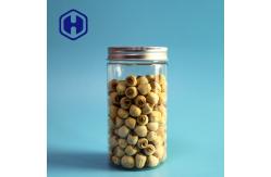 China Round Straight 70mm Snacks Transparent Plastic Jar With Aluminum Cover 490ml supplier