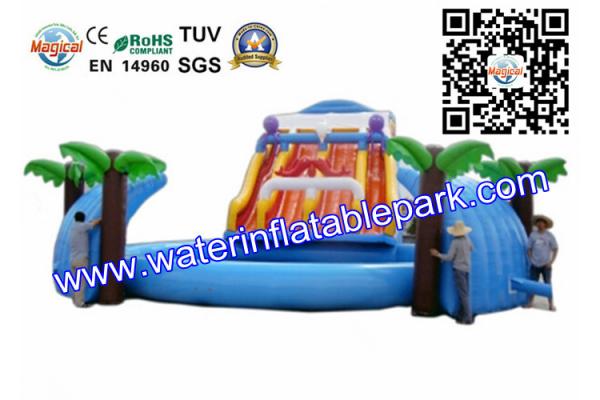 Funny Inflatable Water Toy with Pool and Slide , Interesting Inflatable Aqua Park