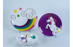 China Unicorn Printed Unbreakable A Grade Kids Melamine Dinner Sets supplier