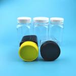 Amber Bottle Square Child Proof 400ml Plastic Candy Jars