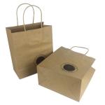 SGS Flexo Printed Brown Kraft Carrying Shopping Bags With Handles for sale