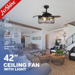Customized Design 1stshine Ceiling Fan with Hidden Blades and LED Light in Black Color for sale