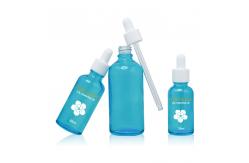 China 50ml Oil Dropper Glass Bottle Painting Blue Cosmetic Container supplier