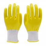POPALM 13 Guage Nitrile Dipped Work Gloves , Safety Yellow Polyester Nitrile Gloves For Mens for sale