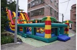 China Customized Giant Inflatable Palm Tree Slides Inflatable Bouncy Castle With Slides supplier