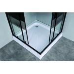Stylish,Durable Square Shower Enclosures With Black Block Stripes Glass For Modern