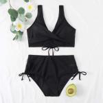 Bandeau Swimming Suits Bikini Stylish Comfortable Beachwear for Women pure color red black fashion the new type for sale