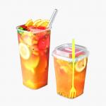 Square 24Oz 500ml Boba Bubble Plastic PP Cups Single Wall