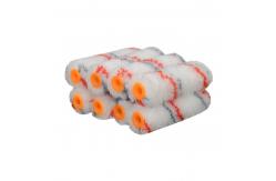 China Circular Knitted Mini Roller Paint Brush White With Red And Gray Stripe supplier