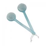 Round Head Skin Exfoliating Brush Shower Back Scrubber With Curved PS Long Handle for sale