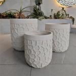 Blue and Yellow Round Fiber Clay Planter with Frost Resistance