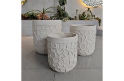 China Blue and Yellow Round Fiber Clay Planter with Frost Resistance supplier