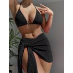 Deep V 3 Piece Bathing Suit Set Backless Fashion Three Piece Beachwear Bikini Women'S Swimsuit for sale