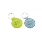 Debossing Logo PU Leather Key Chains Holder Round 6.5mm Thickness for sale