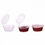 Clear Plastic Mini Disposable Sauce Cup Leak Resistant With Lid for sale