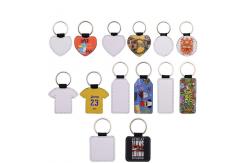 China Custom Printing PU Leather Sublimation Keychain Blanks Heat Transfer Key Rings supplier