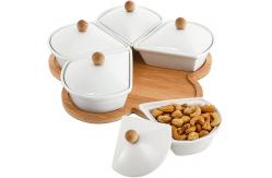 China Circular Sector Shape Ceramic Divided Plate Tray For Appetizer Chips supplier