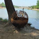Corten Steel Rust Assembly Required Yes Sphere Steel Fire Pits for sale