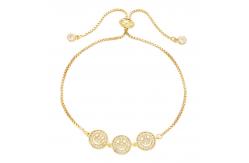 China ODM Pull Out 14k Gold Jewelry Smile Face Zircon Charm Bracelet supplier