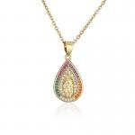 Zircon 14k Gold Jewelry Fashion Women Virgin Mary Pendant Necklace for sale