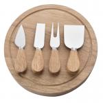 Oak Handle Stainless Steel Cheese Knife Set Kitchen Cake Knife And Spatula Set for sale