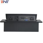 Zinc Alloy Material Black Oval Corner Desk Pop Up Power Data Connector For Meeting Room for sale