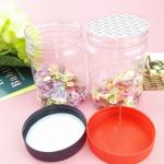 Recyclable 12oz Round airtight Plastic Jar With Black Lid
