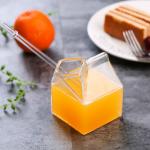 Mini Clear Custom Drinking Cups Square Cocktail Glasses Milk Carton 12oz