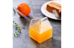 China Mini Clear Custom Drinking Cups Square Cocktail Glasses Milk Carton 12oz supplier