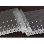 Floral Embroidery Nylon Lace Trim With Cotton Fiber For Bridal Dress Ribbon for sale